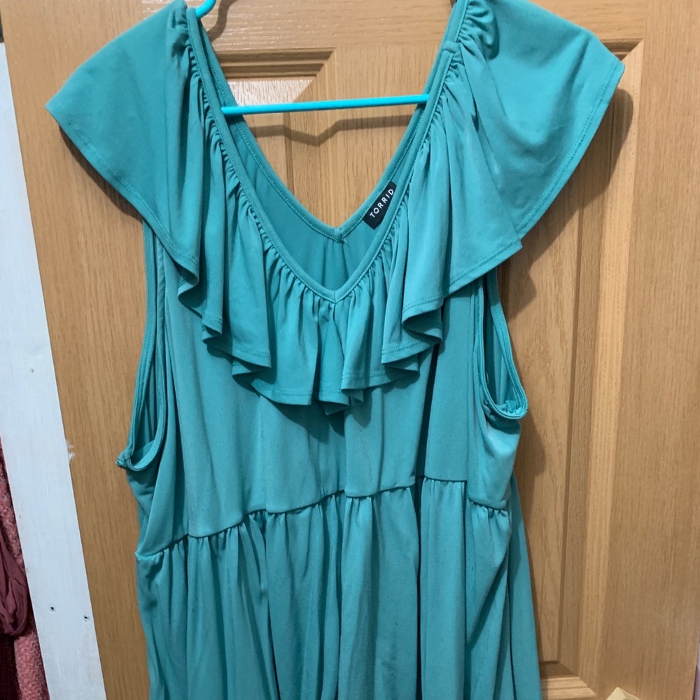 Turquoise blouse torrid 4